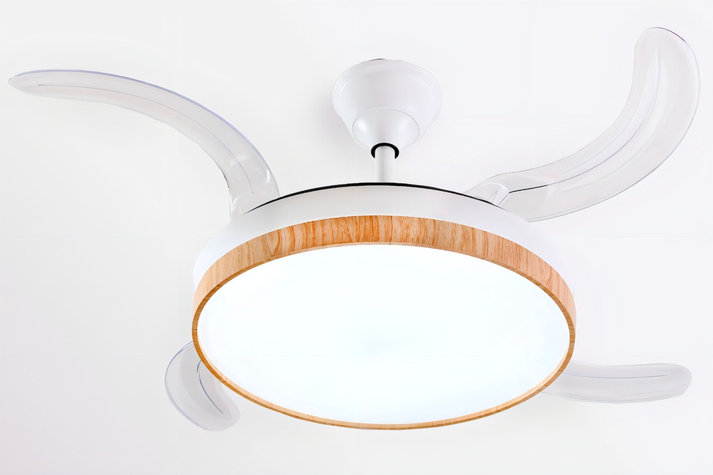 Ventilador De Techo Star Trak Stvt42-ba Retractil Bambú 1.1 M Madera Transparente Acrlico 4