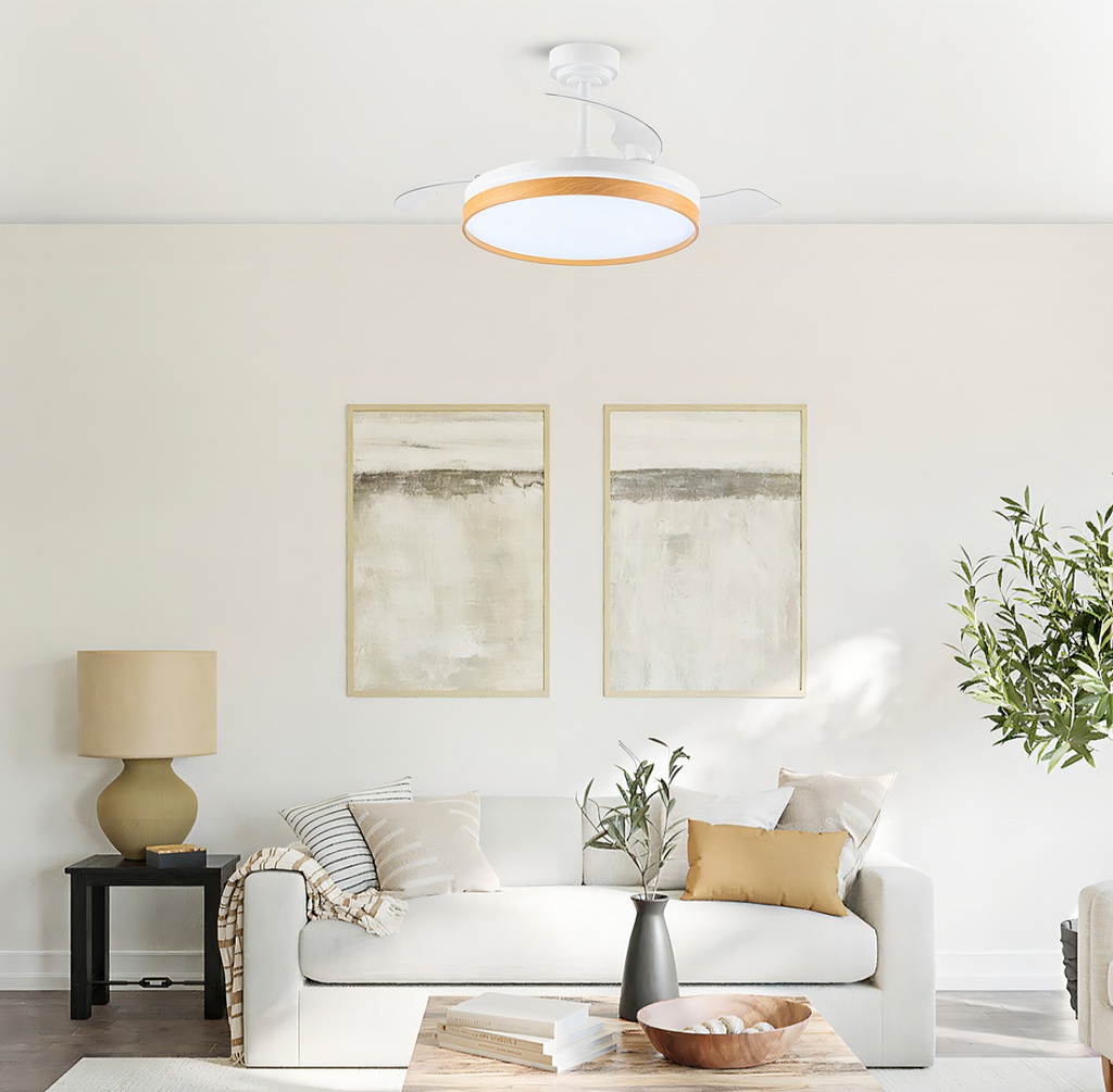 Ventilador De Techo Star Trak Stvt42-ba Retractil Bambú 1.1 M Madera Transparente Acrlico 4