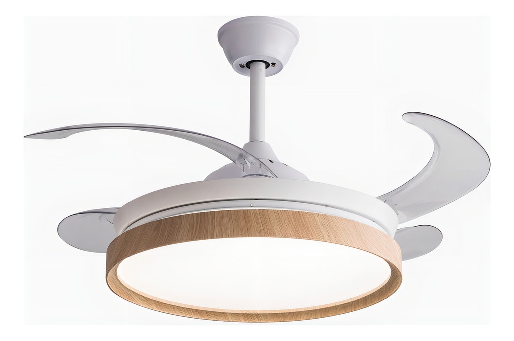 Ventilador De Techo Star Trak Stvt42-ba Retractil Bambú 1.1 M Madera Transparente Acrlico 4