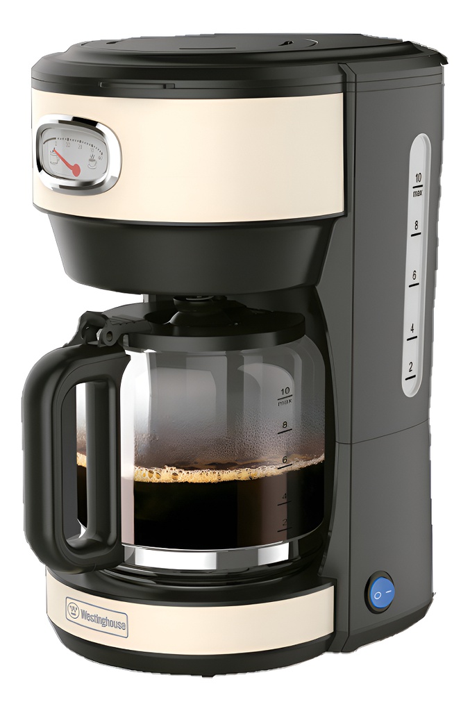 Cafetera De Filtro Westinghouse Blanco Retro 1.25 Lts 1000w Blanco Y Negro