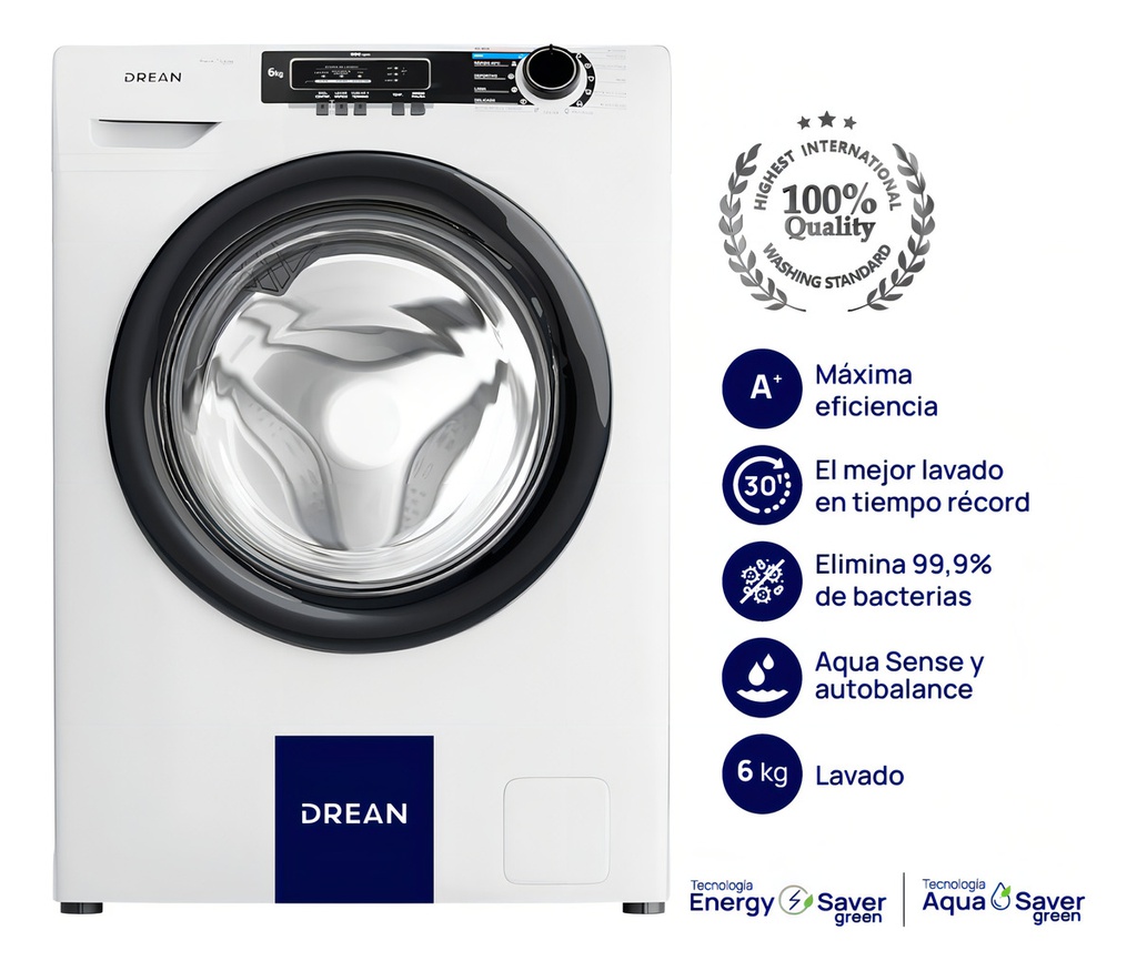 Lavarropas Drean Lfdr0608lb 6kg Carga Frontal Blanco - Blanco