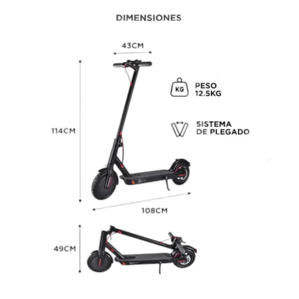 MONOPATIN ELECTRICO GADNIC MOVI0001 RECARGABLE 300W