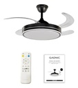 Ventilador De Techo Lumifan Gadnic 4 Aspas Retractiles Luz - 48 Cm - Negro - Transparente - Abs - 4