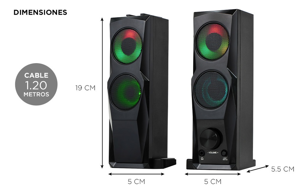 Parlantes Gadnic Gamer038 Led 2 En 1 Barra De Sonido Tv Pc - Negro