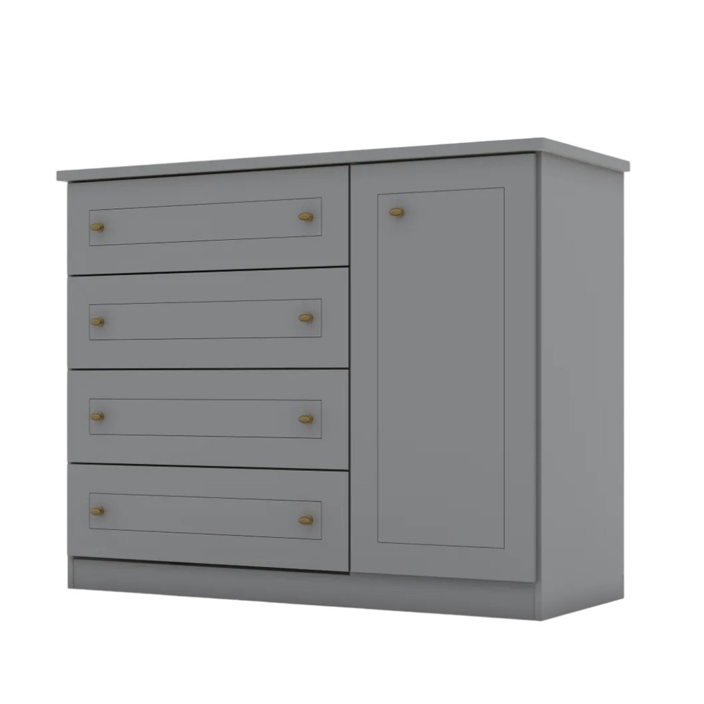 COMODA HENN AMERICANA D715-131 1 PUERTA 4 CAJONES GRIS