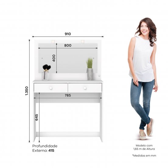 TOCADOR HENN DAILA D908-10 2 CAJONES BLANCO