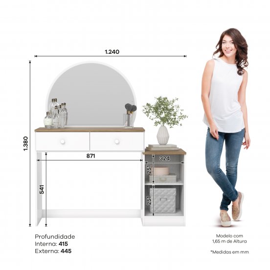 TOCADOR HENN AGNES D921-190 3 CAJONES BLANCO