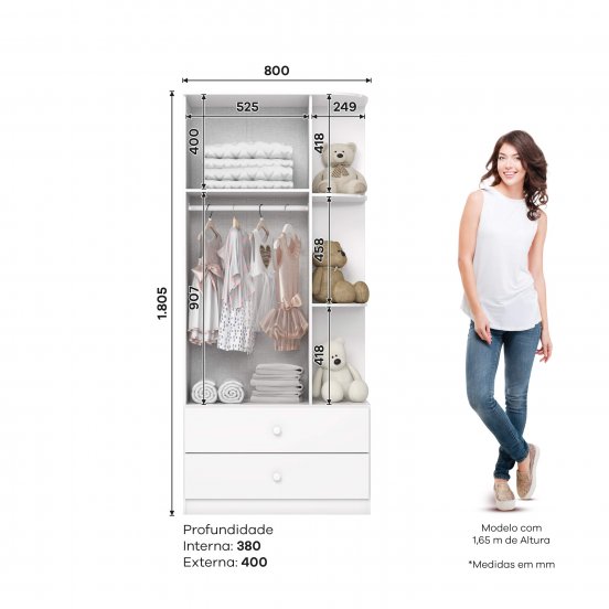 ROPERO HENN LABIRINTO I117-10 2 PUERTAS BLANCO