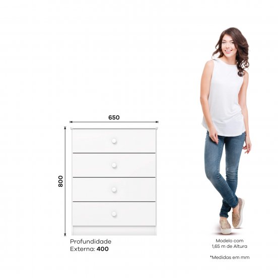 COMODA HENN LABIRINTO I714-10 4 CAJONES BLANCO