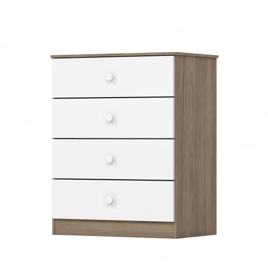 COMODA HENN LABIRINTO I714-18 4 CAJONES RUSTICO BLANCO