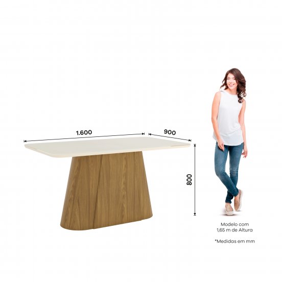 MESA HENN OLIVIA SC116-127 1.60 C/VIDRIO NATURAL/OFF WHITE