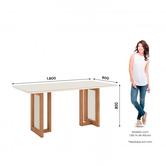 MESA HENN YARA SC81-127 1.80 C/VIDRIO NATURE/OFF WHITE