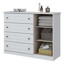 Comoda Henn Americano D715-05 1 Puerta 4 Cajones Blanco Blanco