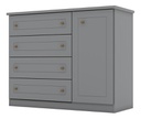 Comoda Henn Americana D715-131 1 Puerta 4 Cajones Gris Gris