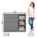 Comoda Henn Americana D715-131 1 Puerta 4 Cajones Gris Gris