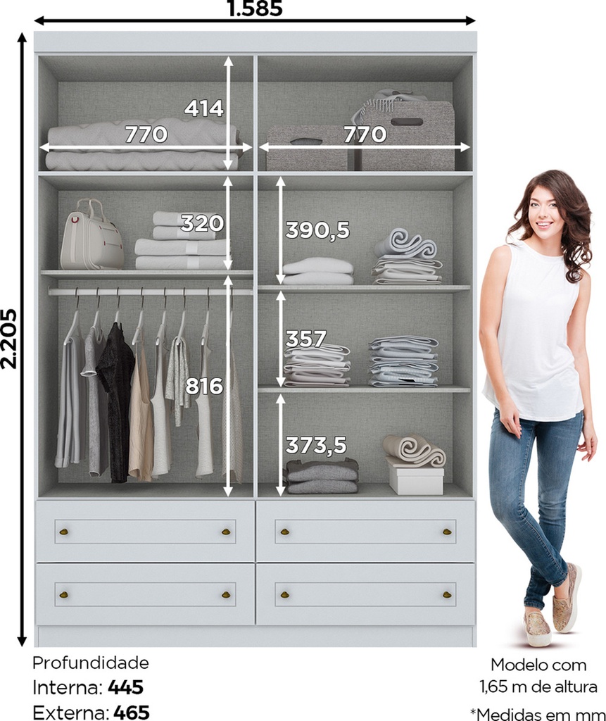 Ropero Henn Americano I113-05 4 Puertas Blanco Blanco