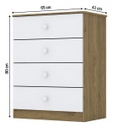Comoda Henn Labirinto I714-18 4 Cajones Rustico Blanco Marrón
