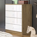 Comoda Henn Labirinto I714-18 4 Cajones Rustico Blanco Marrón