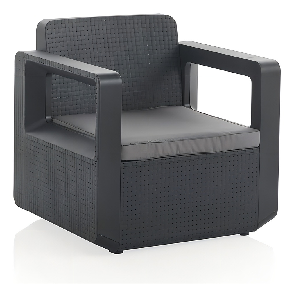 Juego De Muebles 2 Sillas Mesa Simil Ratan Shaf Grafito Grafito