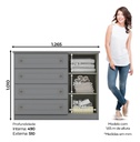 Comoda Henn Americano D715 1 Puerta 4 Cajones Gris