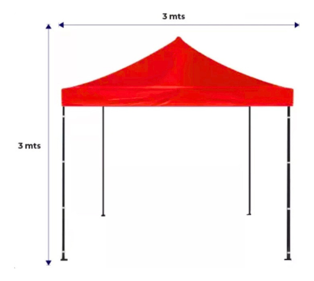 Gazebo Waggs Plegable 3x3mt Sin Paredes Impermeable Rojo