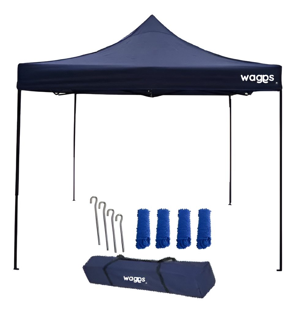Gazebo Waggs Plegable 3x3mt Sin Paredes Impermeable Azul