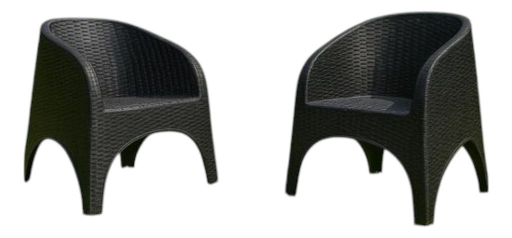 Set Jardin 2 Sillon Nepal + Mesa Alejito Simil Ratan Negro