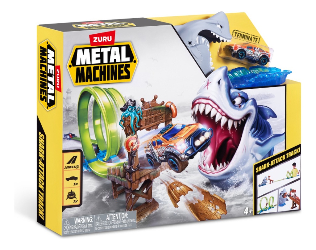 Pista De Autos Zuru Juguete Lanzador Metal Machines Tiburon Multicolor