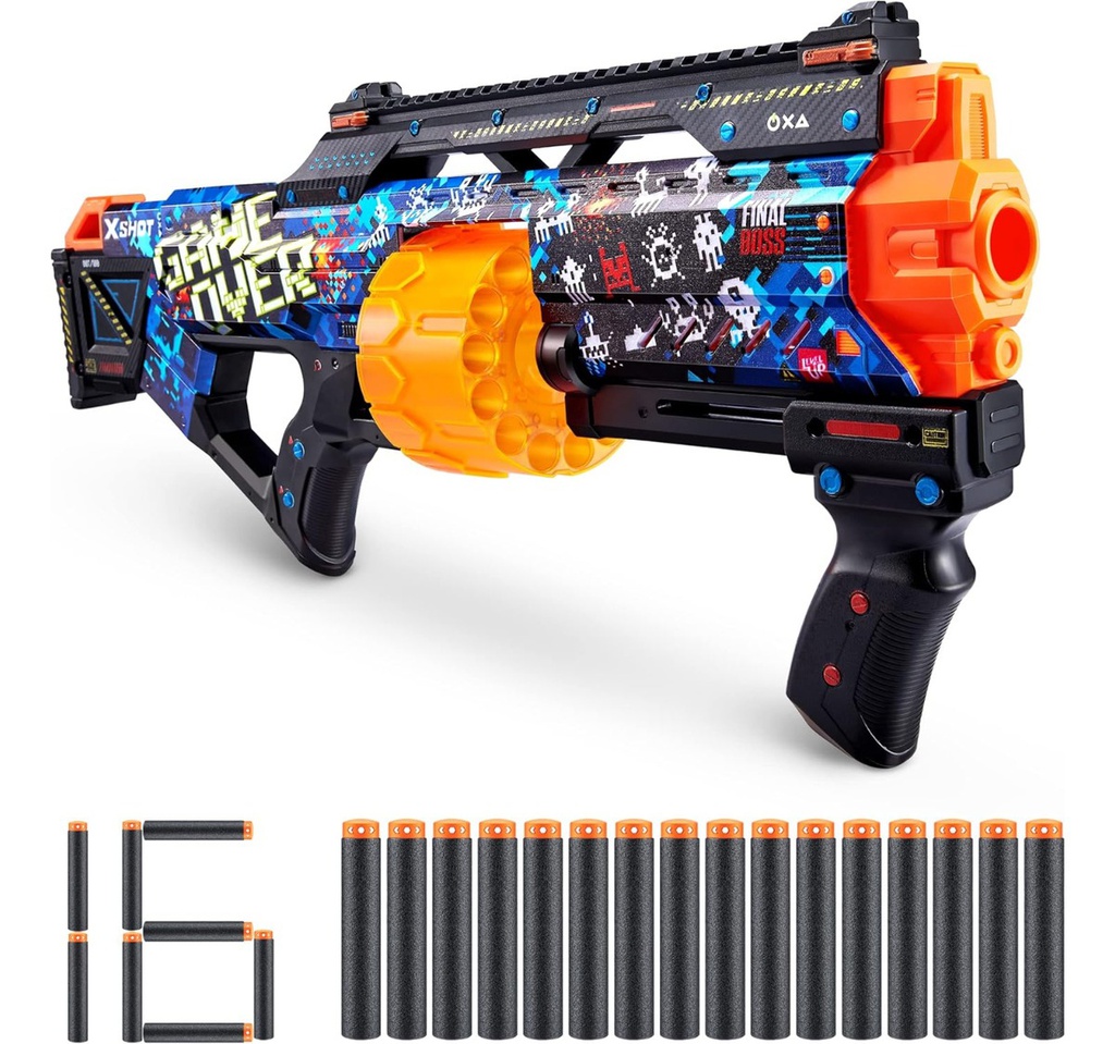 PISTOLA BLASTER LANZA DARDOS X-SHOT SKINS LAST STAND ZURU – INCLUYE 16 DARDOS