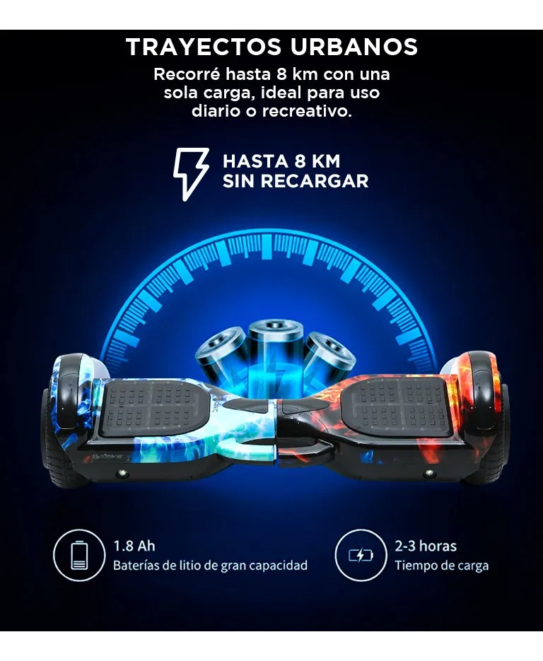 SKATE HOVERBOARD BIDCOM HOVER1FU 6.5 HL08 BLUETOOTH FUEGO