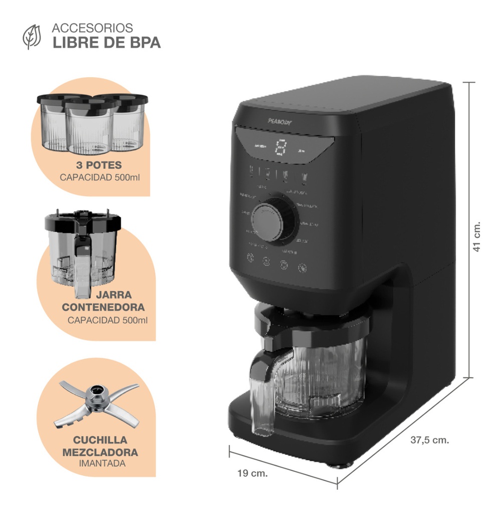 Fábrica De Helados Peabody 10 1,5 Lt Negro 50 Hz/60 Hz Negro 50 Hz/60 Hz