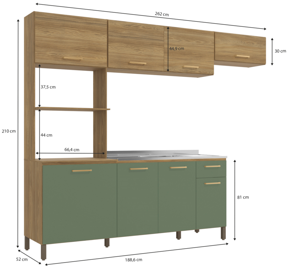 KIT COCINA COMPACTA KAPPESBERG L780A NGVE C/ MESADA