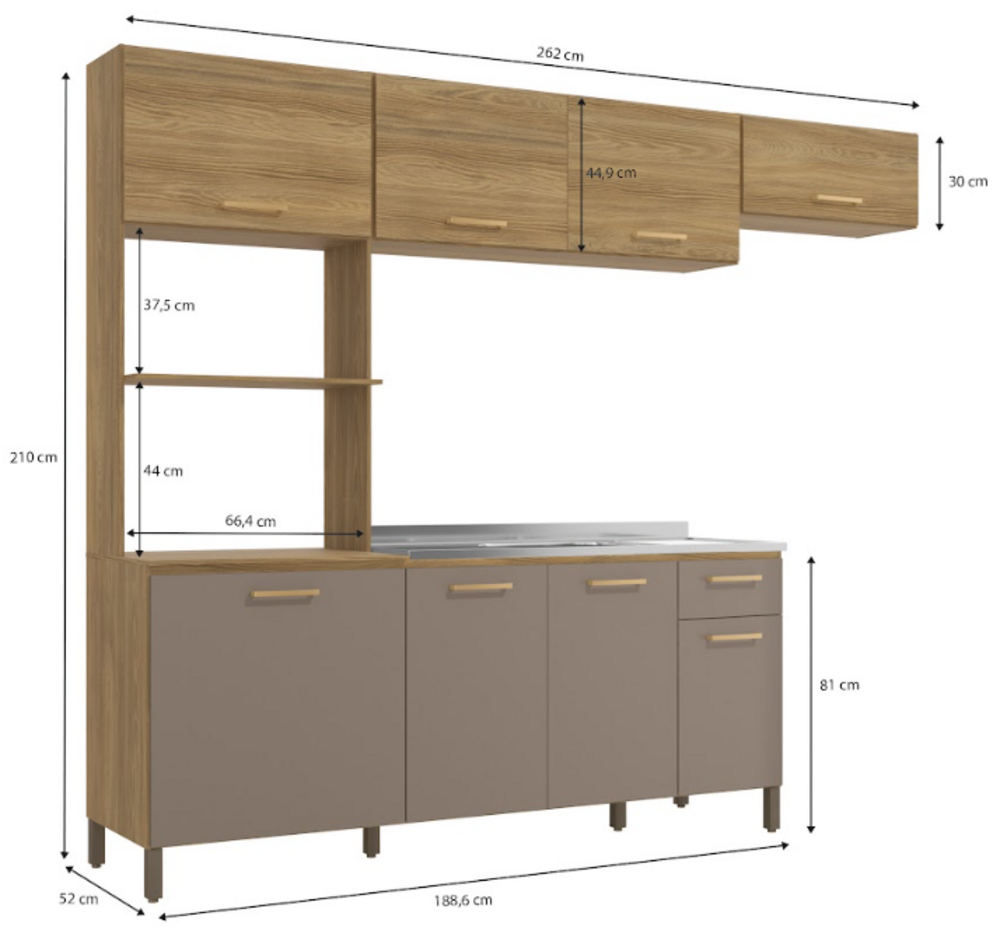 KIT COCINA COMPACTA KAPPESBERG L780A NGFE C/ MESADA