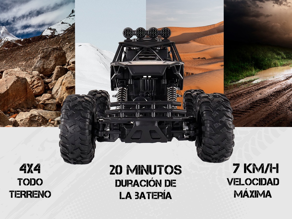 Camioneta 4x4 Gadnic 1:12 Control Remoto Todo Terreno Negro