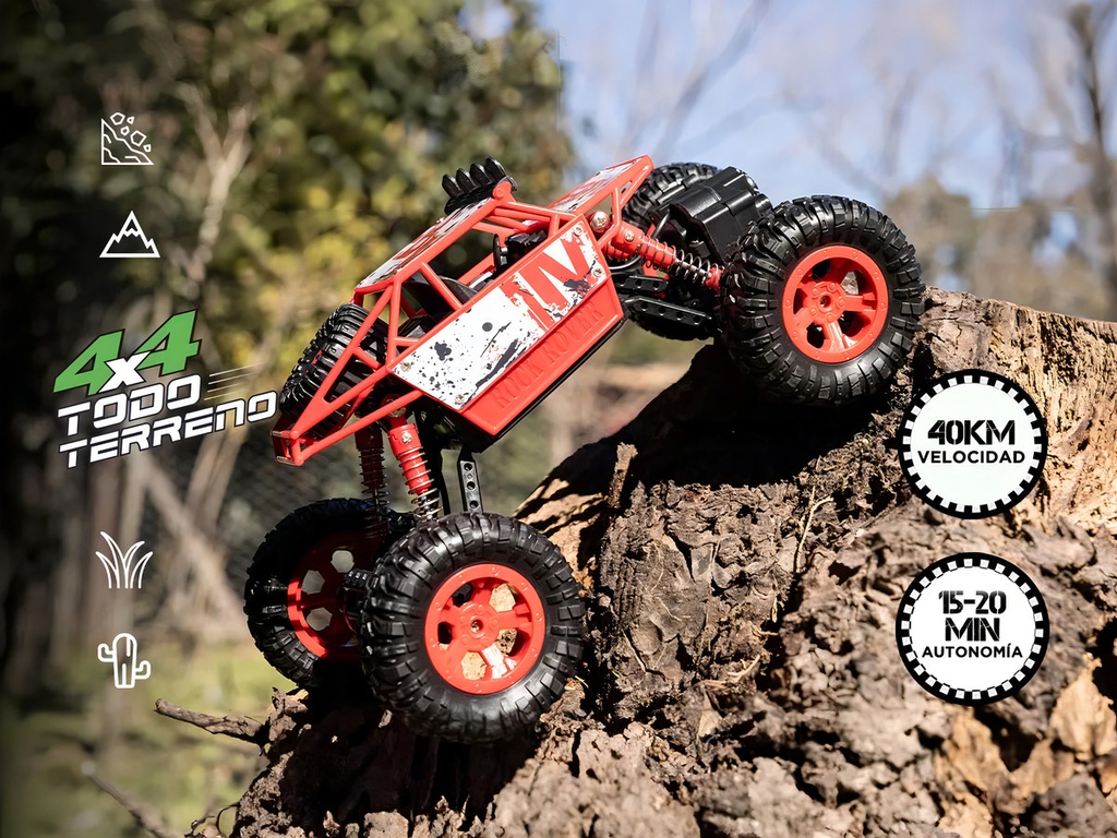 Camioneta Monster Gadnic Rcwl031r 4x4 Control Remoto Roja Rojo