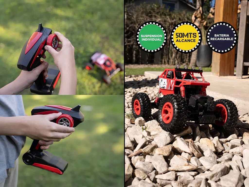 Camioneta Monster Gadnic Rcwl031r 4x4 Control Remoto Roja Rojo