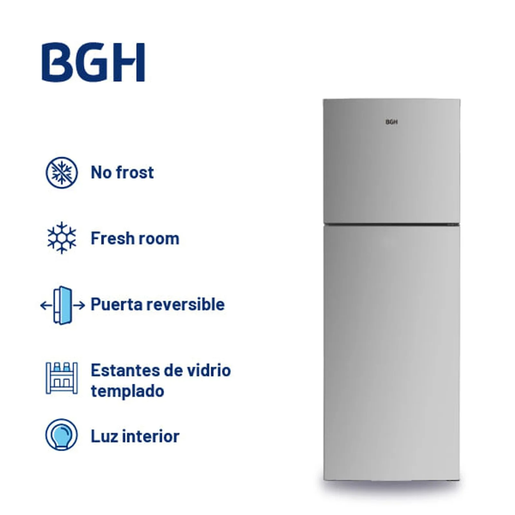 HELADERA INVERTER BGH BRT330I1A 338L NO FROST INOX
