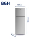 Heladera Inverter Bgh Brt330i1a 338l No Frost Inox Gris
