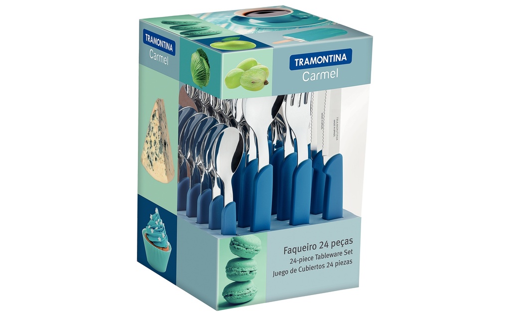 JUEGO DE CUBIERTOS TRAMONTINA X24 23499/024 CARMEL AZUL