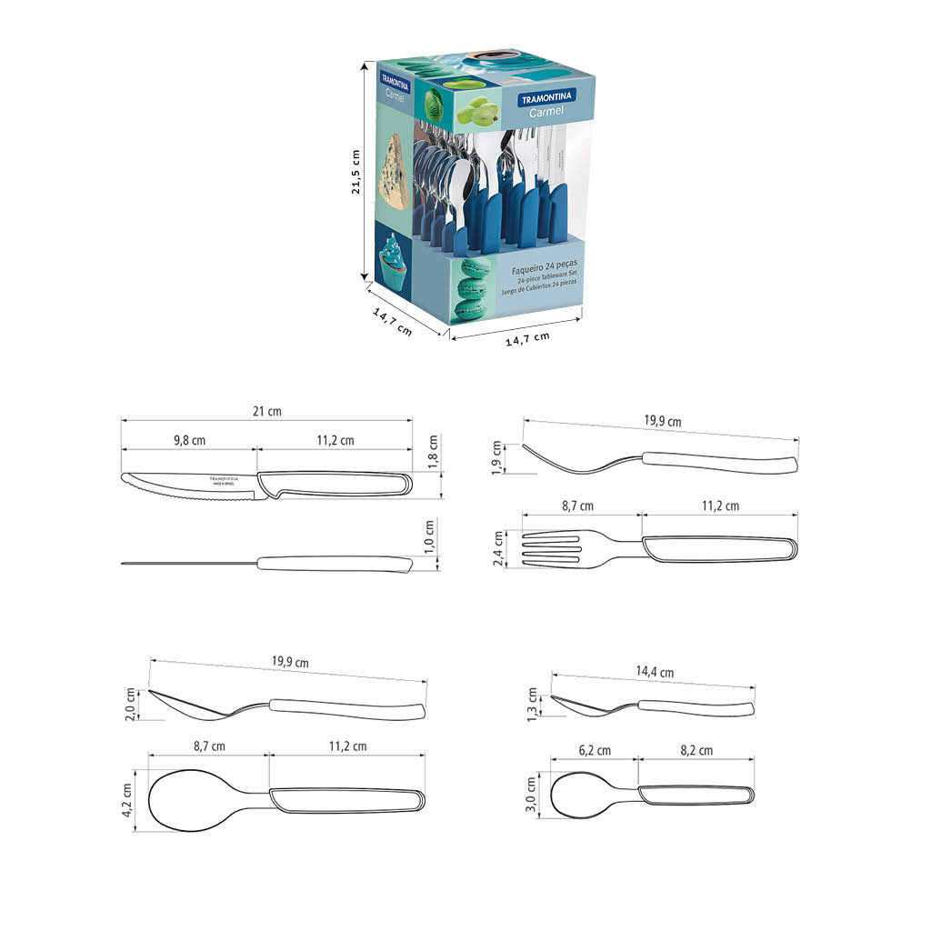 JUEGO DE CUBIERTOS TRAMONTINA X24 23499/024 CARMEL AZUL