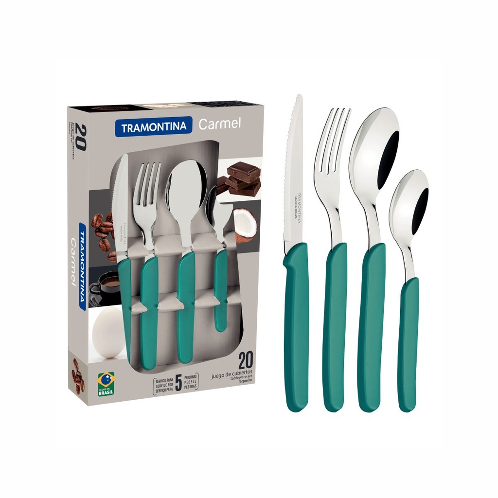 JUEGO DE CUBIERTOS TRAMONTINA X20 23499/081 CARMEL TURQUESA