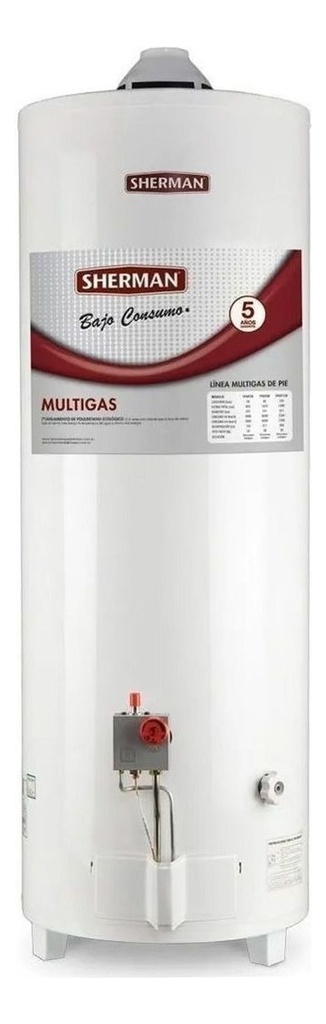 Termotanque A Gas Sherman Tpgp080msh13 Multigas Pie 80l Sh Blanco