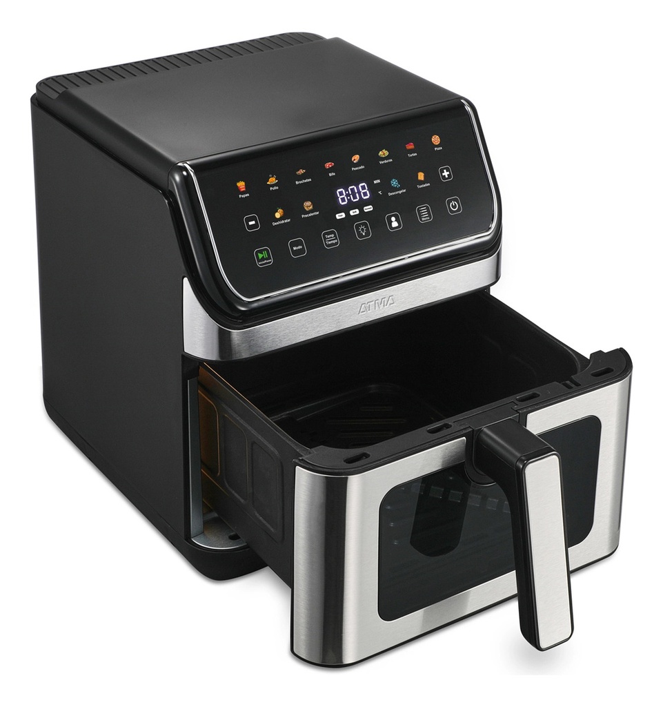 Freidora De Aire Atma Fr258aip 8 Litros Inox 1750w Digital Acero Inoxidable