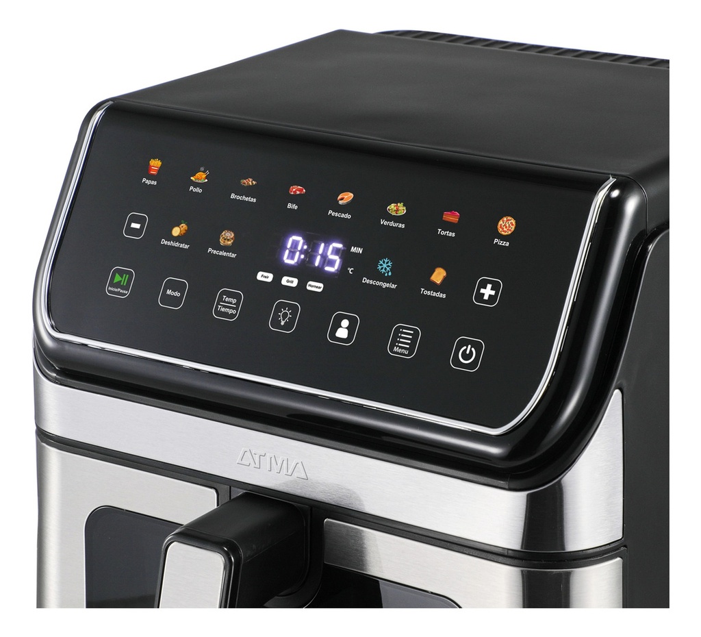 Freidora De Aire Atma Fr258aip 8 Litros Inox 1750w Digital Acero Inoxidable