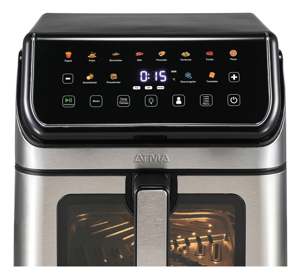 Freidora De Aire Atma Fr258aip 8 Litros Inox 1750w Digital Acero Inoxidable