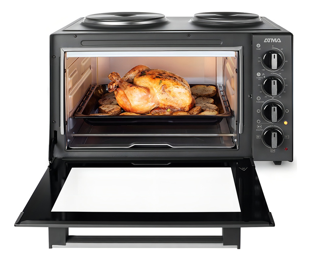 Horno Electrico Atma Hgab3024api 30 Litros Grill Con Anafe Negro