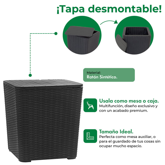 SET REPOSERAS GARDEN LIFE DUBAI X2 V7603 + MESA CAPRI NEGRA