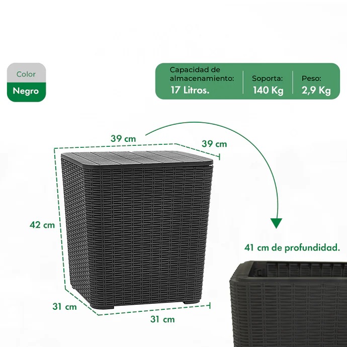 SET REPOSERAS GARDEN LIFE DUBAI X2 V7603 + MESA CAPRI NEGRA