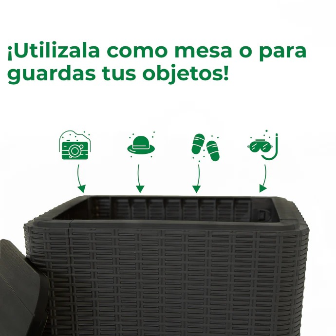 SET REPOSERAS GARDEN LIFE DUBAI X2 V7603 + MESA CAPRI NEGRA