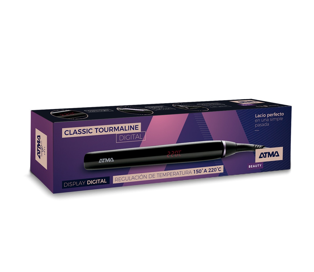 PLANCHA DE PELO ATMA PL8842P CLASSIC TOURMALINE CERAMICA DIGITAL